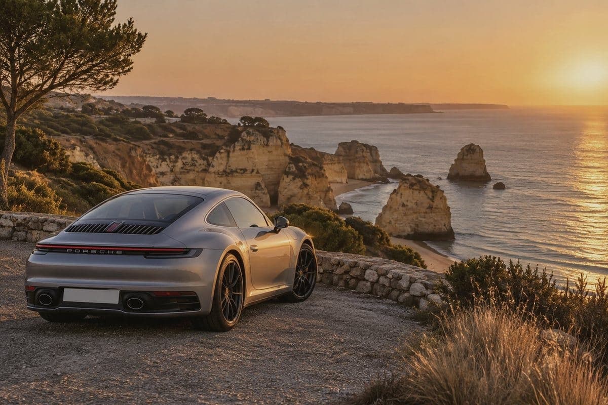 A coast road above the Mediterranean in winter sun